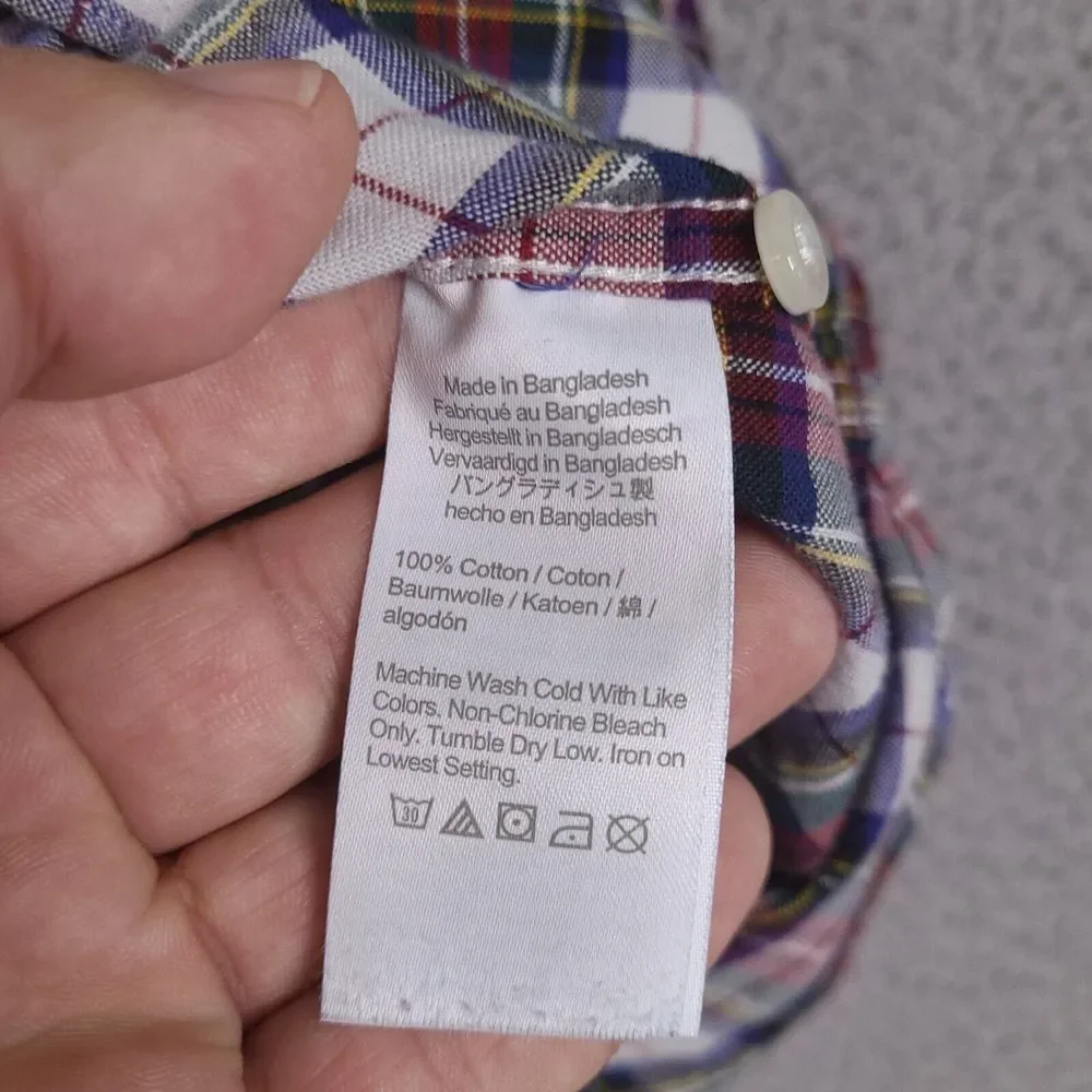 J Crew Shirt Mens Small Slim Plaid The Broken-in Oxford Organic Cotton Button Up